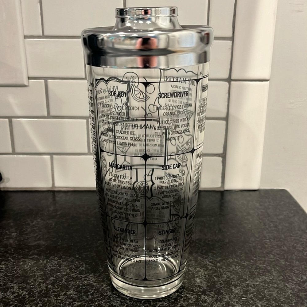 Glass Cocktail Shaker with recipes.